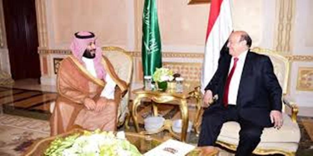 الرئيس هادي يلتقي ولي العهد السعودي محمد بن سلمان