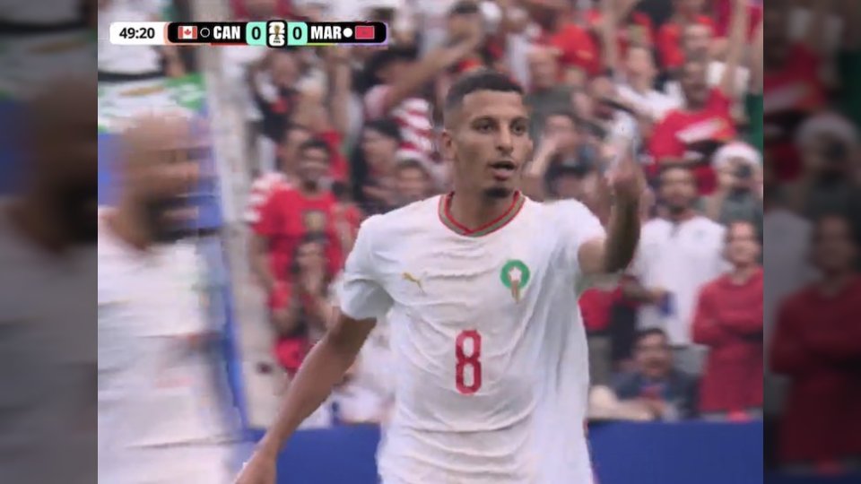 عز الدين أوناحي يسجل هدف المغرب الأول أمام كندا في كأس العالم 2026